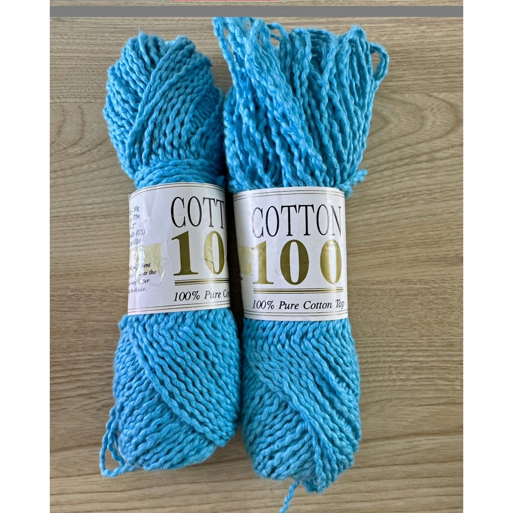 Berroco Cotton 100 Yarn Color 9118 Turquoise Blue 2 Skeins Discontinued USA